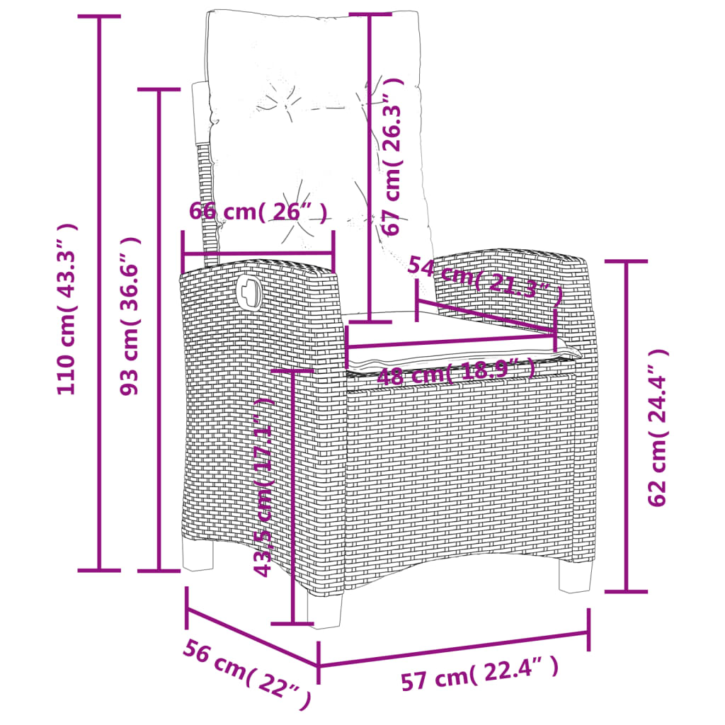 Set da Pranzo da Giardino 4 pz con Cuscini in Polyrattan Grigio | homemem39