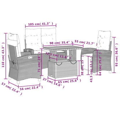 Set da Pranzo da Giardino 4 pz con Cuscini in Polyrattan Grigio - homemem39