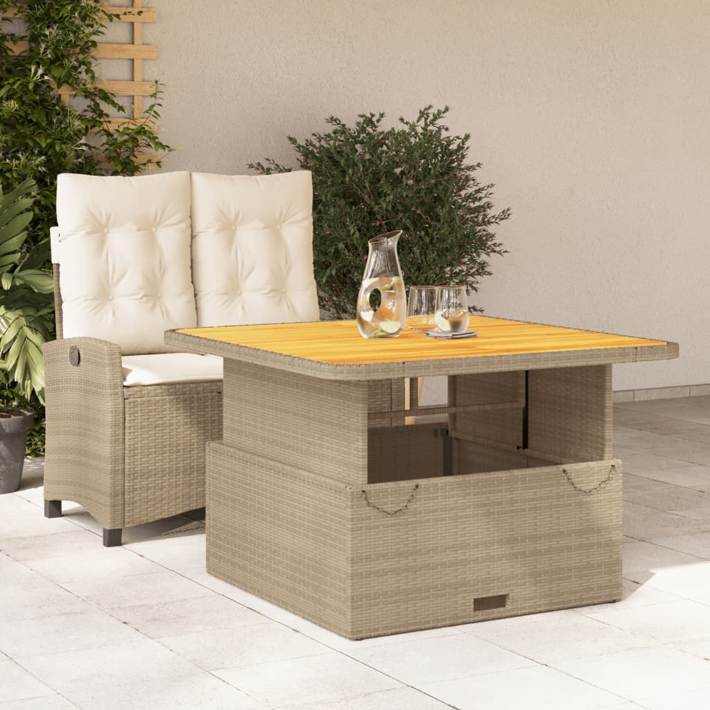 Set da Pranzo da Giardino 2 pz con Cuscini Beige in Polyrattan - homemem39