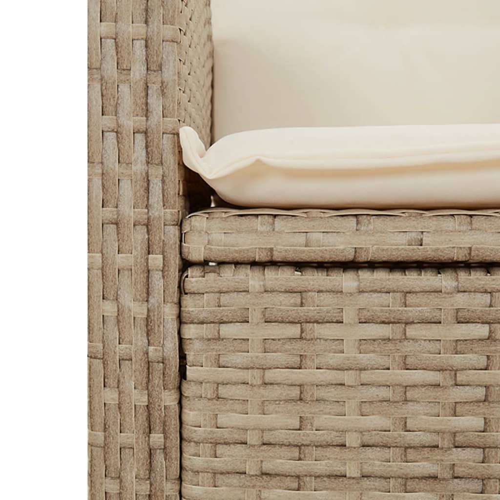 Set da Pranzo da Giardino 2 pz con Cuscini Beige in Polyrattan - homemem39