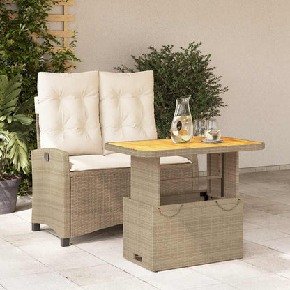 Set da Pranzo da Giardino 2 pz con Cuscini Beige in Polyrattan | homemem39