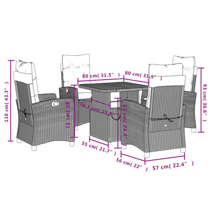 Set da Pranzo da Giardino 5 pz con Cuscini Beige in Polyrattan | homemem39