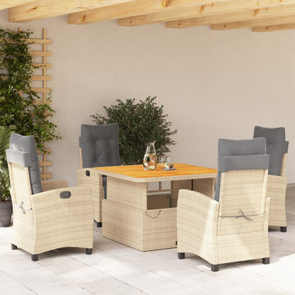 Set da Pranzo da Giardino 5 pz con Cuscini Beige in Polyrattan | homemem39
