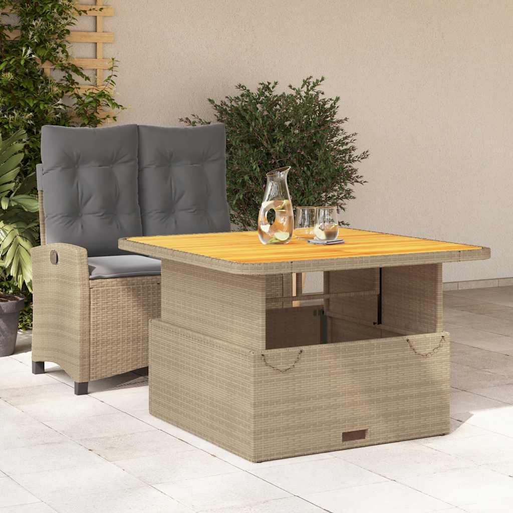 Set da Pranzo da Giardino 2 pz con Cuscini Beige in Polyrattan | homemem39