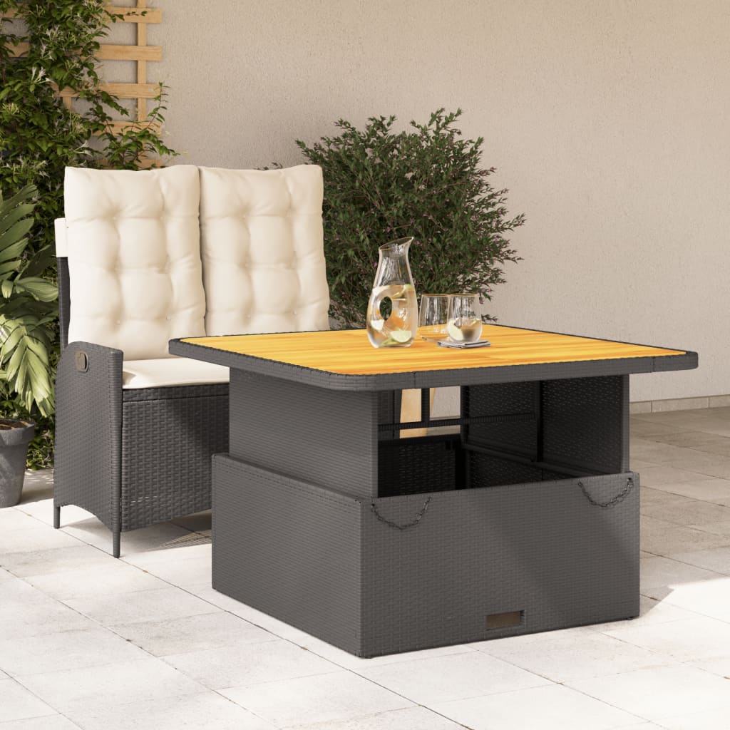 Set da Pranzo da Giardino 2 pz con Cuscini Nero in Polyrattan | homemem39