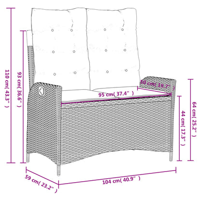 Set da Pranzo da Giardino 4 pz con Cuscini Nero in Polyrattan | homemem39