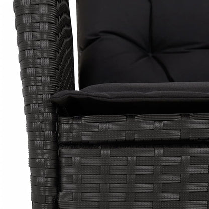 Set da Pranzo da Giardino 3 pz con Cuscini Nero in Polyrattan - homemem39