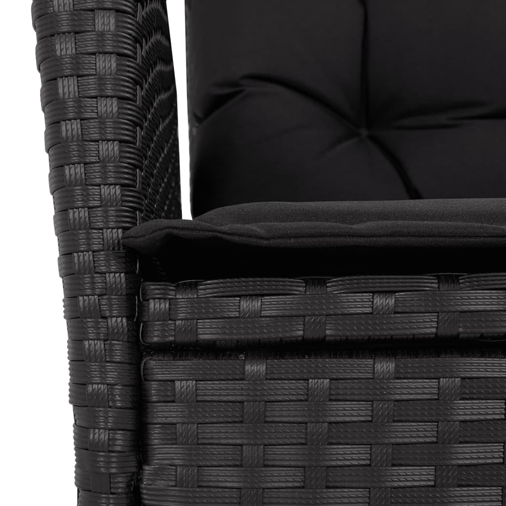 Set da Pranzo da Giardino 4 pz con Cuscini Nero in Polyrattan - homemem39