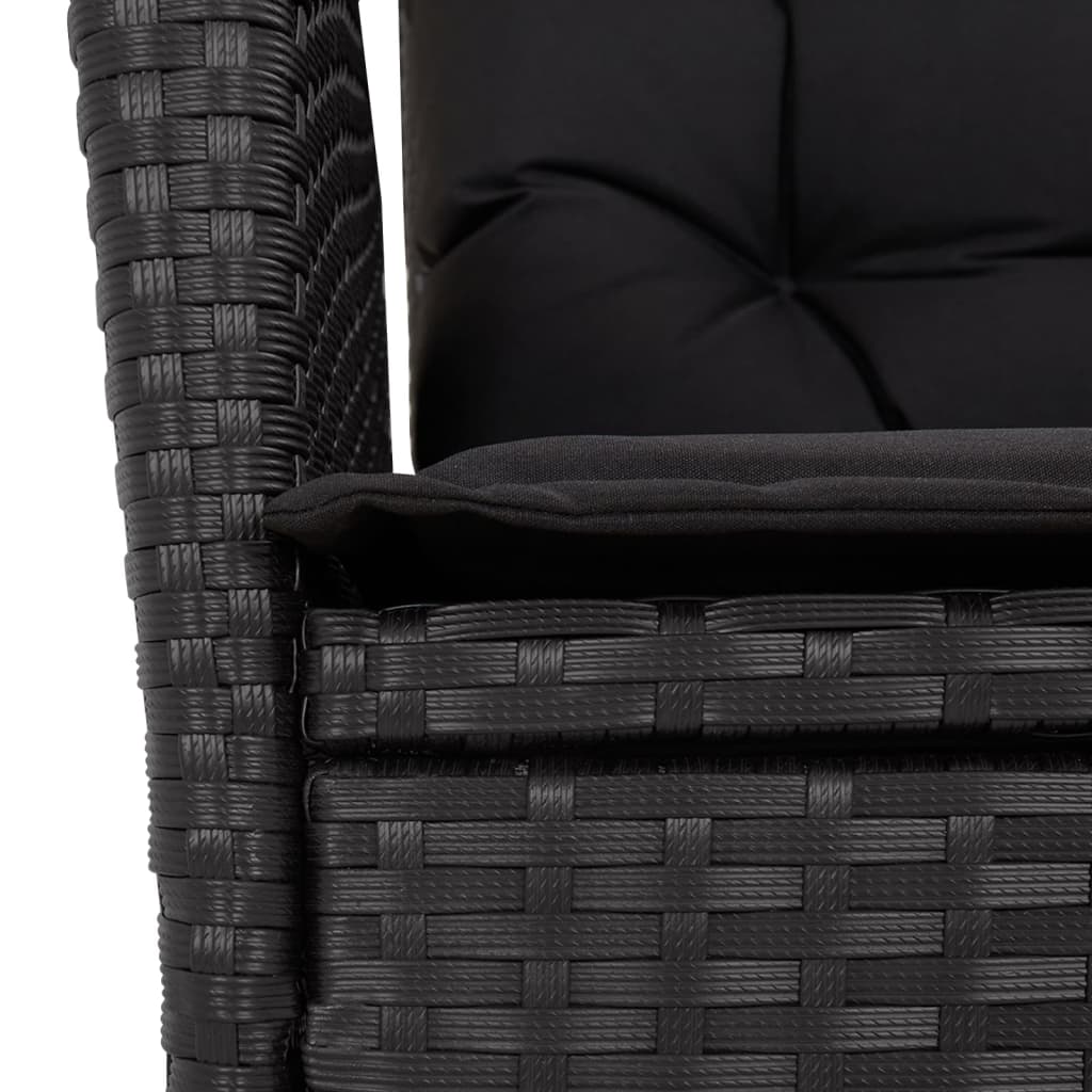 Set da Pranzo da Giardino 4 pz con Cuscini Nero in Polyrattan - homemem39