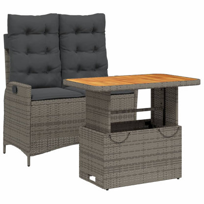 Set da Pranzo da Giardino 2 pz con Cuscini in Polyrattan Grigio | homemem39