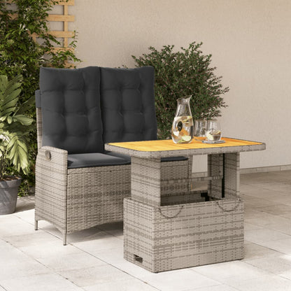 Set da Pranzo da Giardino 2 pz con Cuscini in Polyrattan Grigio - homemem39
