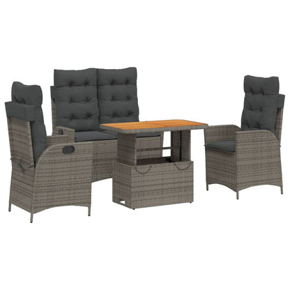 Set da Pranzo da Giardino 4 pz con Cuscini in Polyrattan Grigio | homemem39