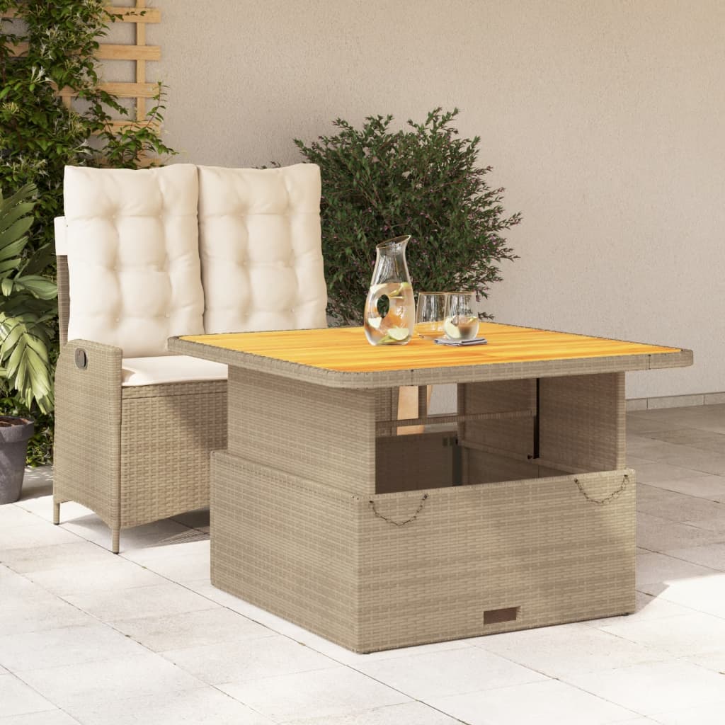 Set da Pranzo da Giardino 2 pz con Cuscini Beige in Polyrattan - homemem39
