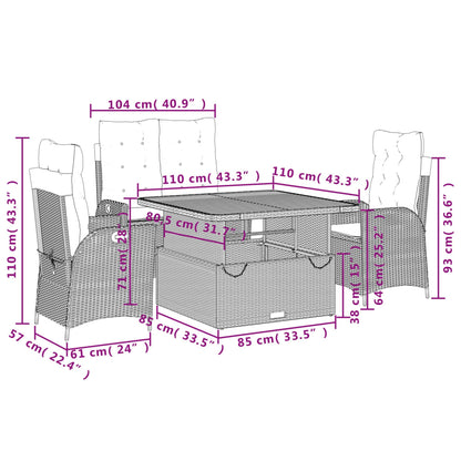 Set da Pranzo da Giardino 4 pz con Cuscini Beige in Polyrattan | homemem39