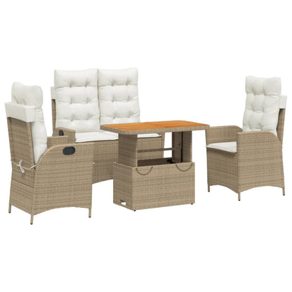 Set da Pranzo da Giardino 4 pz con Cuscini Beige in Polyrattan | homemem39