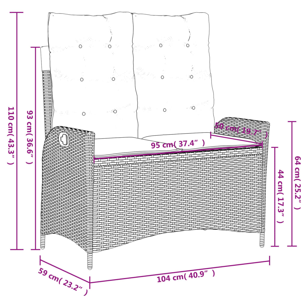 Set da Pranzo da Giardino 4 pz con Cuscini Beige in Polyrattan | homemem39