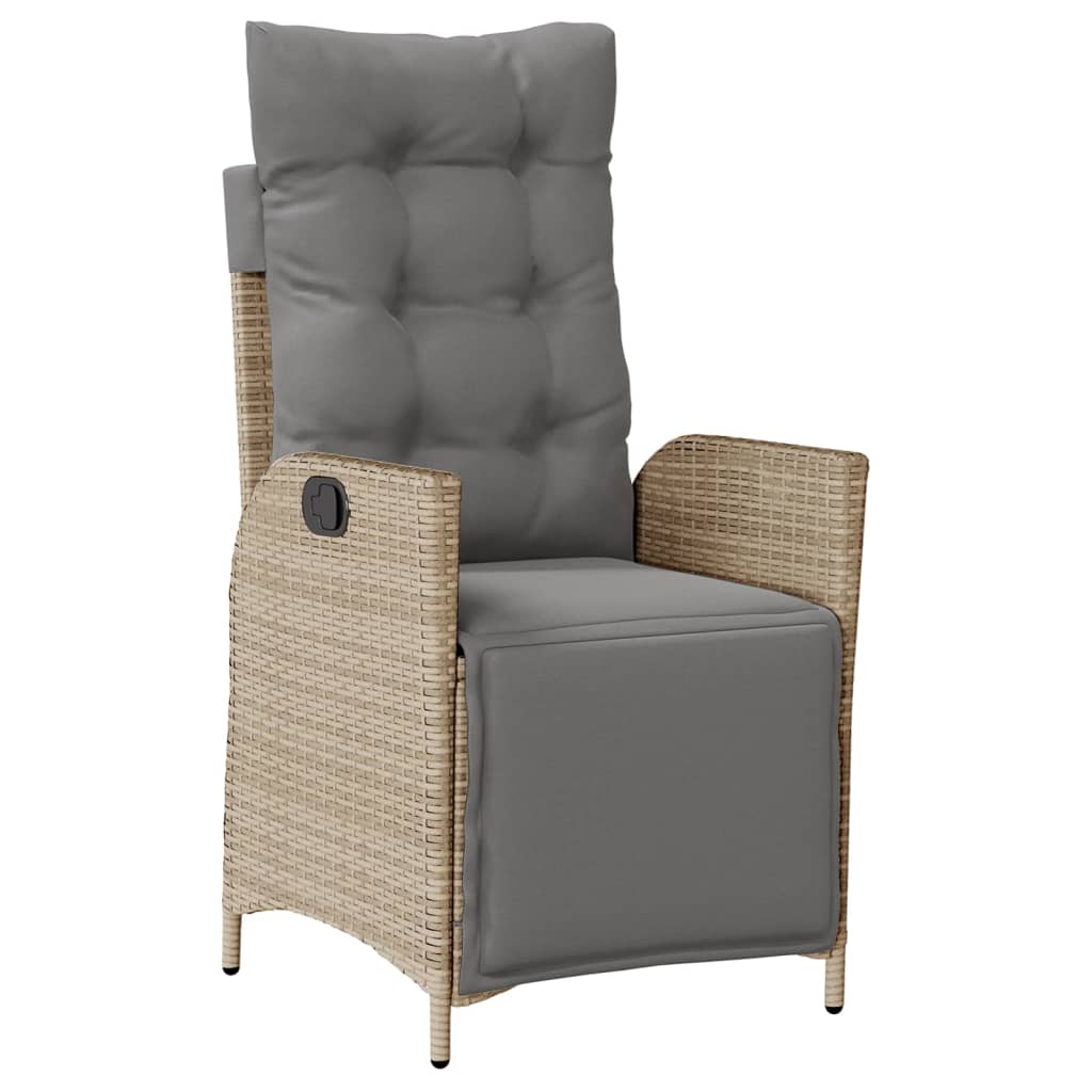 Set da Pranzo da Giardino 3 pz con Cuscini Beige in Polyrattan - homemem39