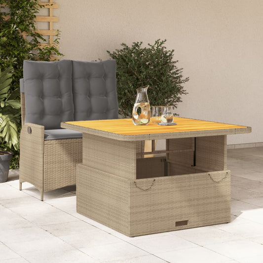 Set da Pranzo da Giardino 2 pz con Cuscini Beige in Polyrattan - homemem39