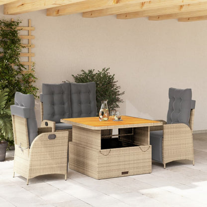 Set da Pranzo da Giardino 4 pz con Cuscini Beige in Polyrattan - homemem39
