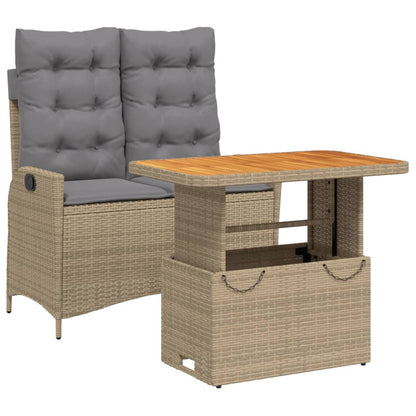 Set da Pranzo da Giardino 2 pz con Cuscini Beige in Polyrattan | homemem39