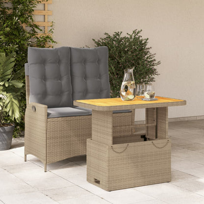 Set da Pranzo da Giardino 2 pz con Cuscini Beige in Polyrattan | homemem39