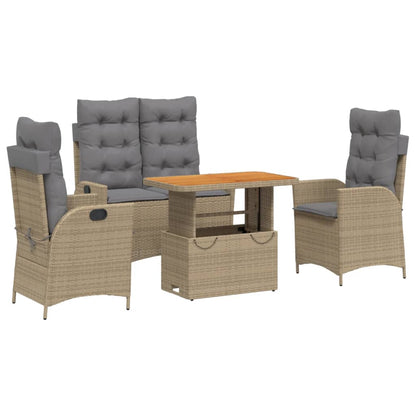 Set da Pranzo da Giardino 4 pz con Cuscini Beige in Polyrattan | homemem39