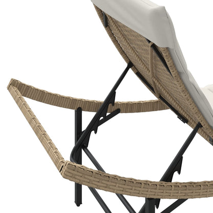 Lettini Prendisole 2 pz con Cuscini Beige in Polyrattan - homemem39