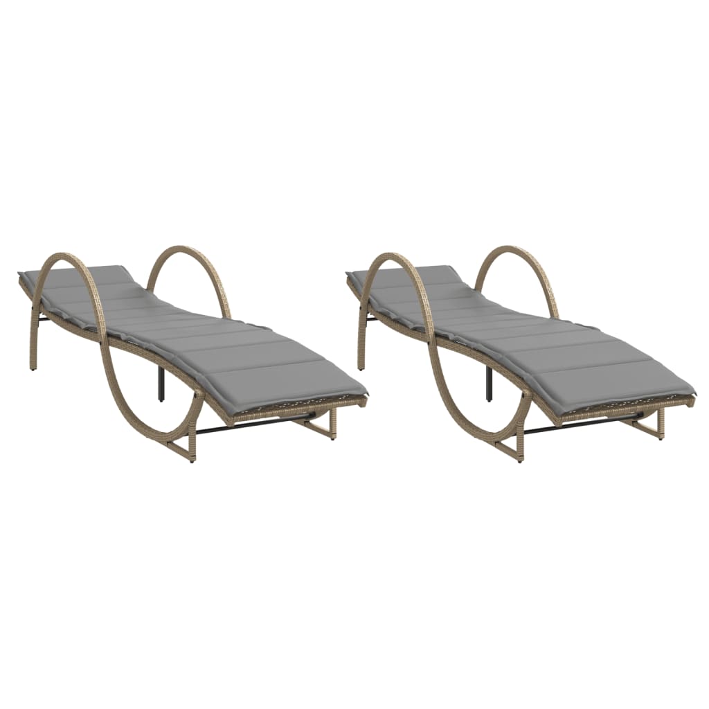 Lettini Prendisole 2 pz con Cuscini Beige in Polyrattan - homemem39