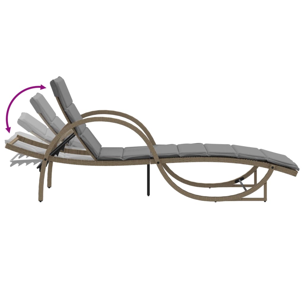 Lettini Prendisole 2 pz con Cuscini Beige in Polyrattan - homemem39
