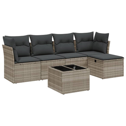 Set Divano da Giardino 6pz con Cuscini Grigio Chiaro Polyrattan - homemem39