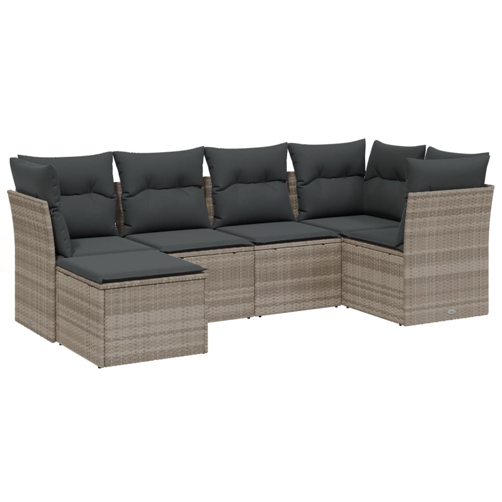 Set Divano da Giardino 6pz con Cuscini Grigio Chiaro Polyrattan - homemem39