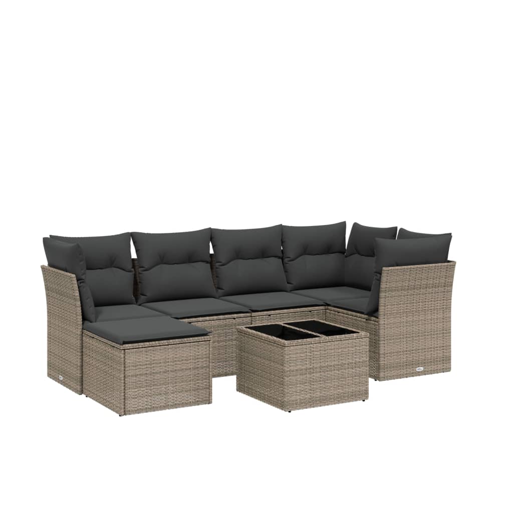 Set Divani da Giardino 7pz con Cuscini Grigio Chiaro Polyrattan - homemem39