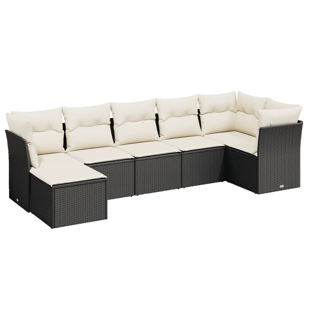 Set Divani da Giardino con Cuscini 7pz Nero Polyrattan - homemem39