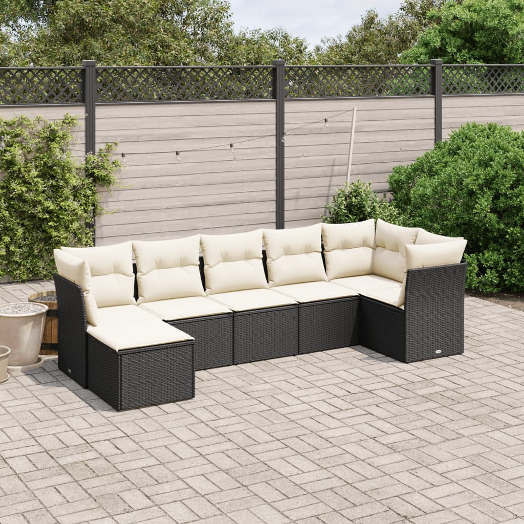 Set Divani da Giardino con Cuscini 7pz Nero Polyrattan - homemem39