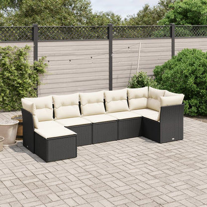 Set Divani da Giardino con Cuscini 7pz Nero Polyrattan - homemem39