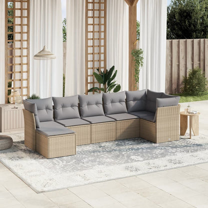 Set Divano da Giardino 7 pz con Cuscini Beige Misto Polyrattan - homemem39