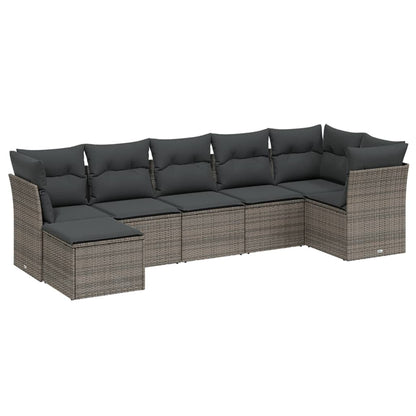 Set Divani da Giardino 7 pz con Cuscini Grigio in Polyrattan | homemem39