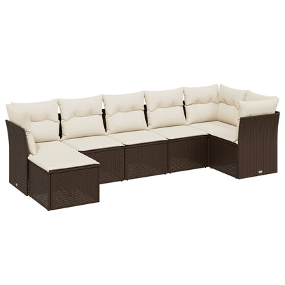 Set Divani da Giardino 7 pz con Cuscini Marrone in Polyrattan - homemem39
