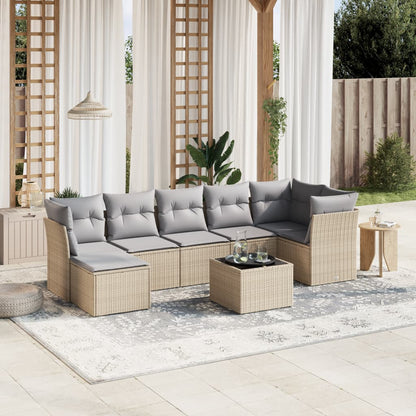 Set Divano da Giardino 8 pz con Cuscini Beige Misto Polyrattan - homemem39