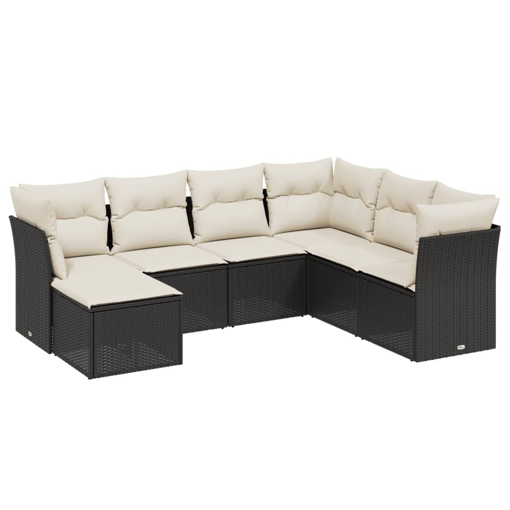 Set Divani da Giardino con Cuscini 7pz Nero Polyrattan - homemem39