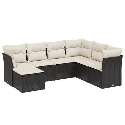 Set Divani da Giardino con Cuscini 7pz Nero Polyrattan - homemem39