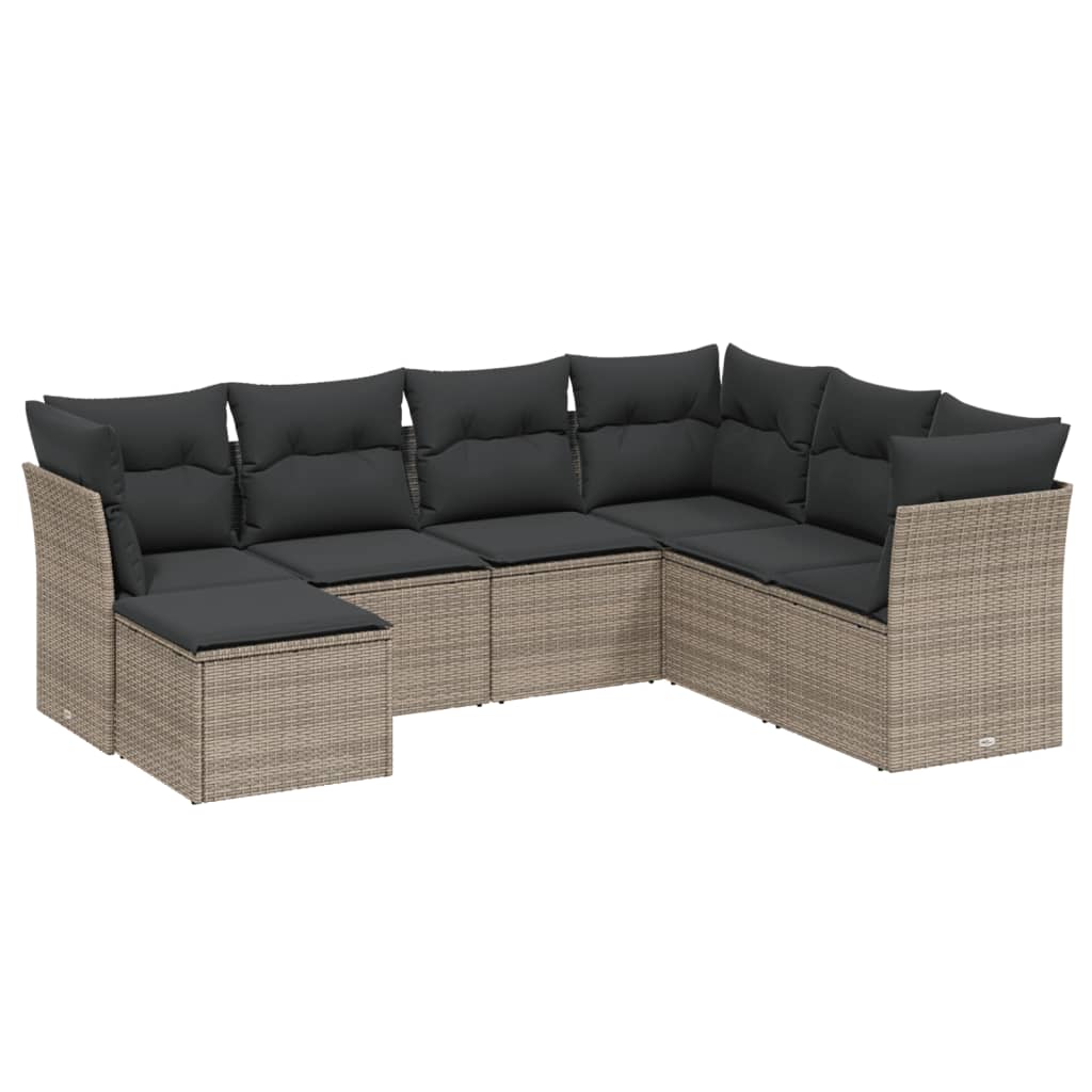 Set Divani da Giardino 7 pz con Cuscini Grigio in Polyrattan | homemem39