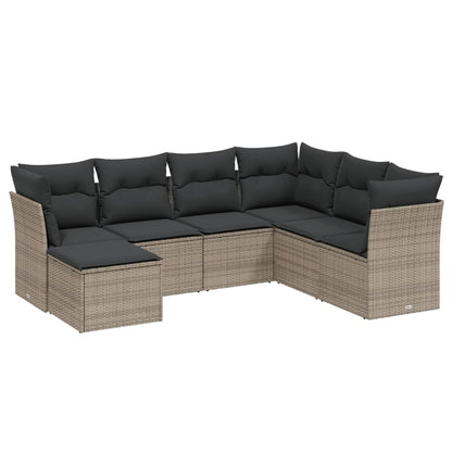 Set Divani da Giardino 7 pz con Cuscini Grigio in Polyrattan | homemem39