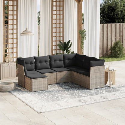 Set Divani da Giardino 7 pz con Cuscini Grigio in Polyrattan | homemem39