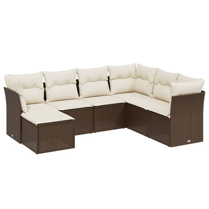 Set Divani da Giardino 7 pz con Cuscini Marrone in Polyrattan - homemem39