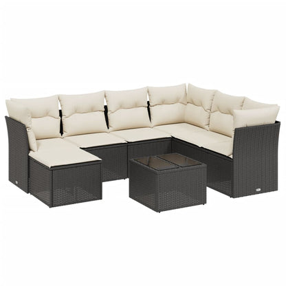 Set Divani da Giardino con Cuscini 8 pz Nero in Polyrattan - homemem39
