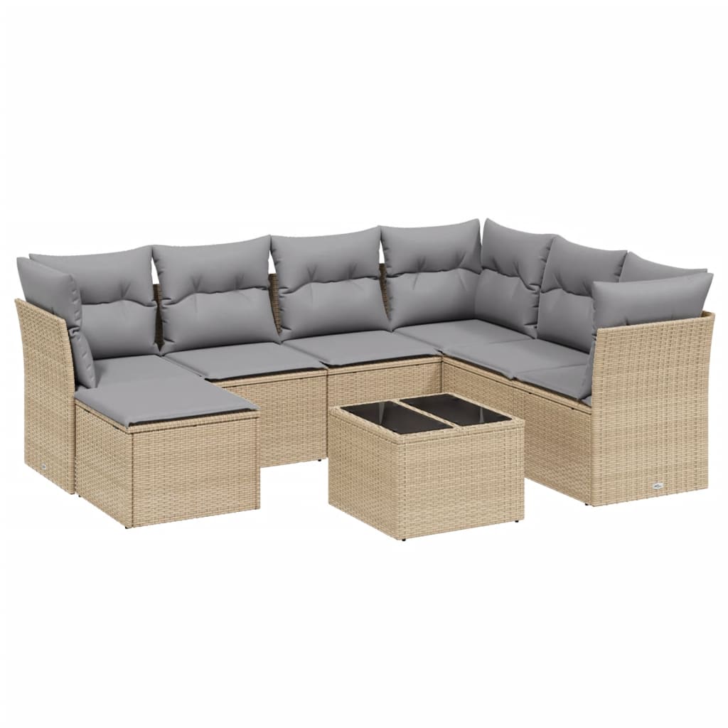 Set Divano da Giardino 8 pz con Cuscini Beige Misto Polyrattan - homemem39