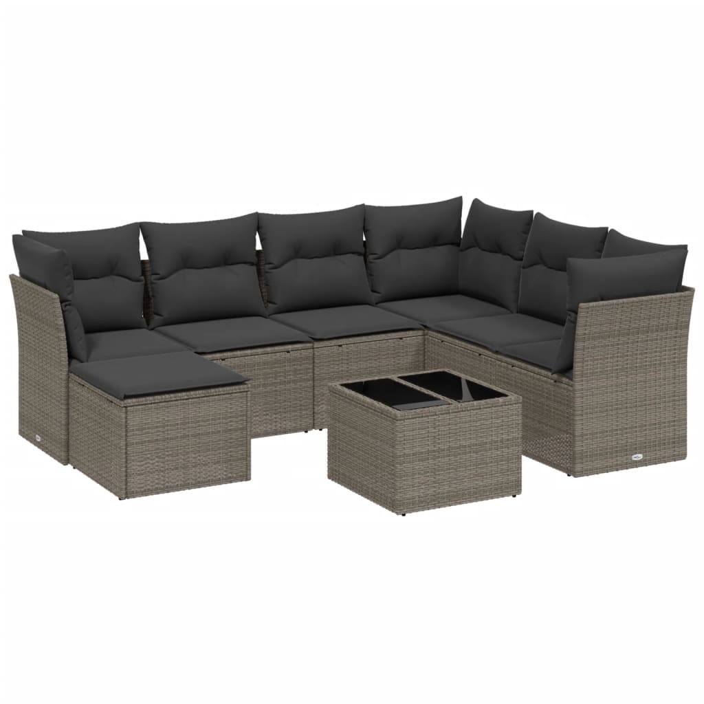 Set Divano da Giardino 8pz con Cuscini Grigio Chiaro Polyrattan - homemem39