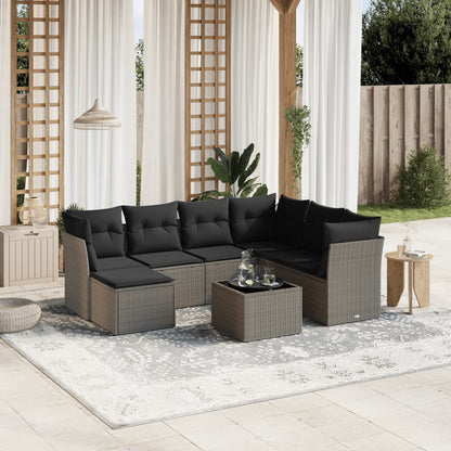 Set Divano da Giardino 8pz con Cuscini Grigio Chiaro Polyrattan - homemem39