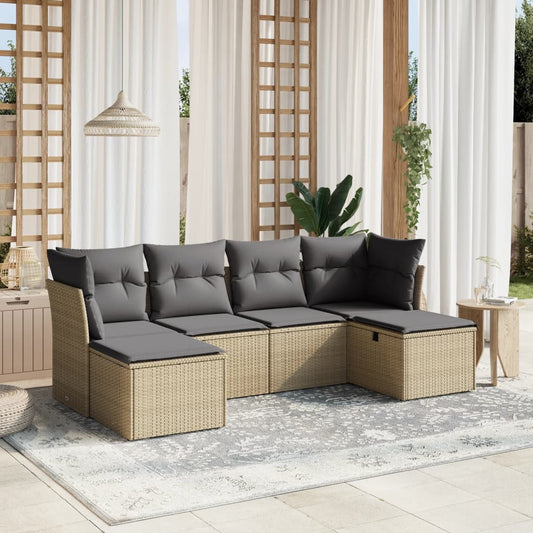 Set Divano da Giardino 6 pz con Cuscini Beige Misto Polyrattan - homemem39